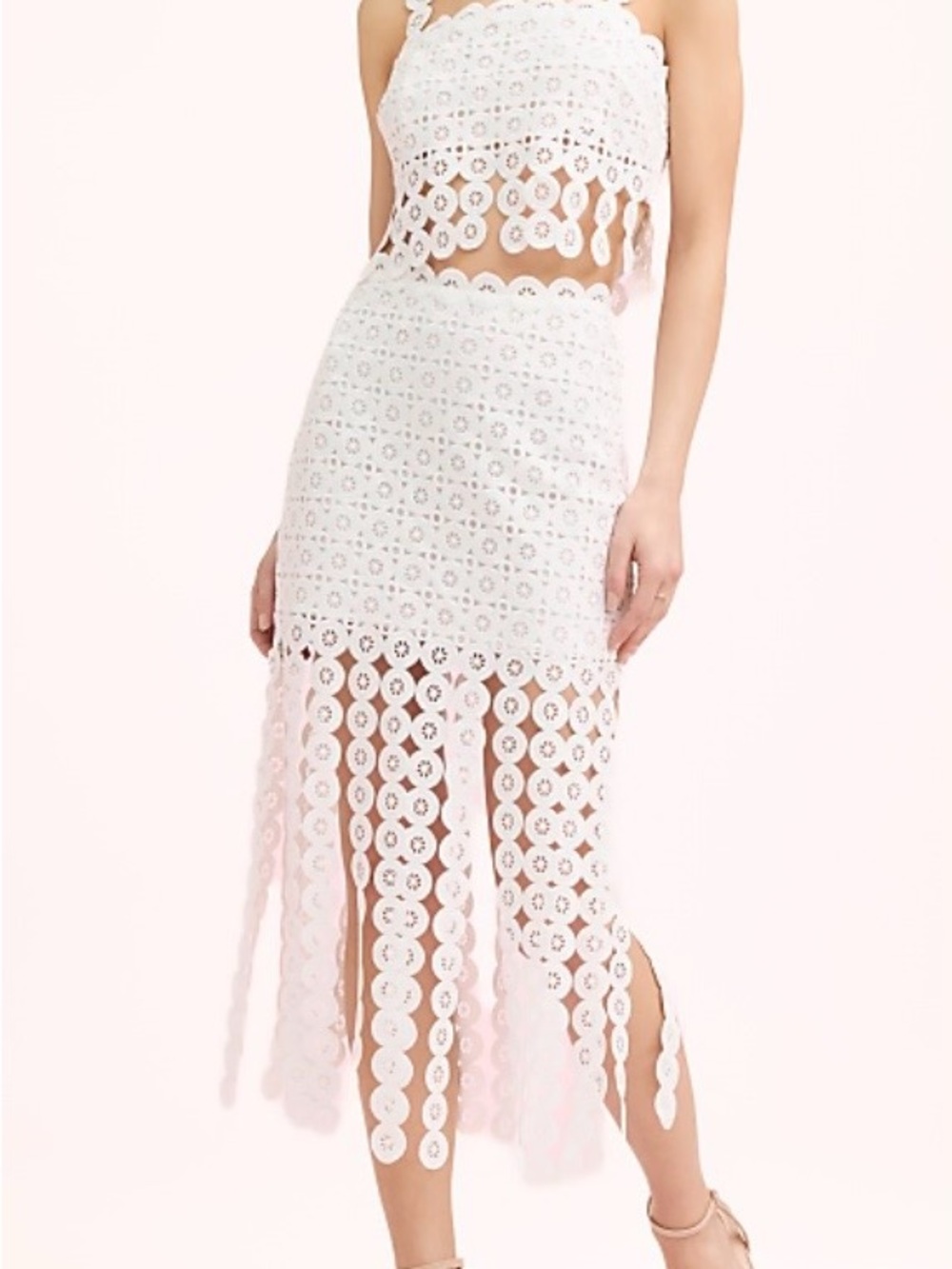 Lately Crochet Fringe Top & Midi Skirt Set - Loft